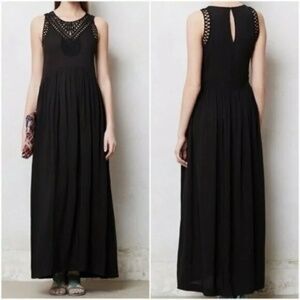 Anthropologie x Mermaid Black Macrame Maxi Dress - Medium